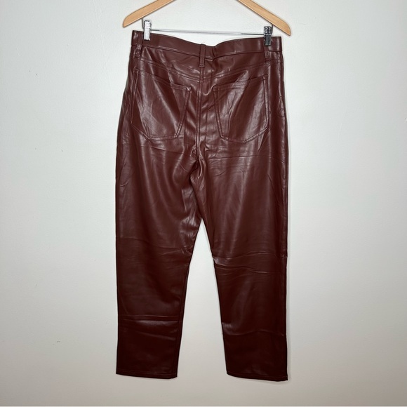NWT Abercrombie & Fitch Vegan Leather 90s Straight Pants Brown - Picture 7 of 8